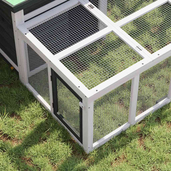 Kaninchenstall Grau 144x123x67,5 cm Massivholz Kiefer