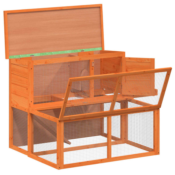 Kaninchenstall Braun 102x90x84,5 cm Massivholz Kiefer
