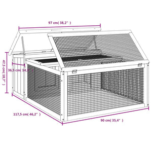 Kaninchenstall Mokka 117,5x97x47,5 cm Massivholz Kiefer