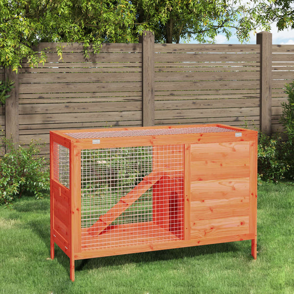 vidaXL Clapier pour lapins marron 103x44x69,5 cm en pin massif