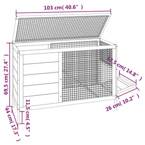 Kaninchenstall Mokka 103x44x69,5 cm Massivholz Kiefer
