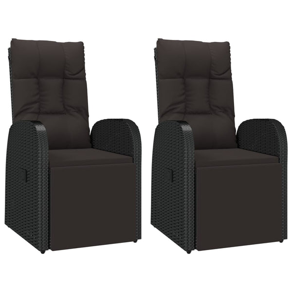 vidaXL Salon de jardin 3 pcs Résine tressée noire et bois d'acacia massif
