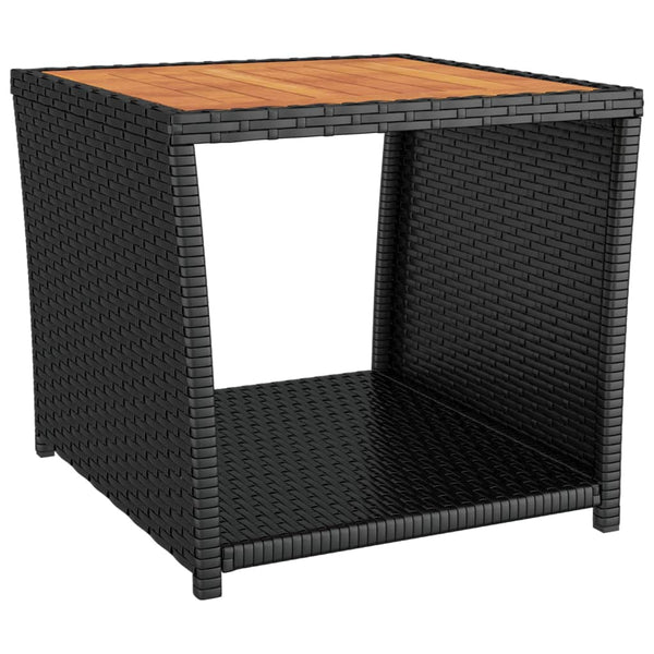 vidaXL Salon de jardin 3 pcs Résine tressée noire et bois d'acacia massif