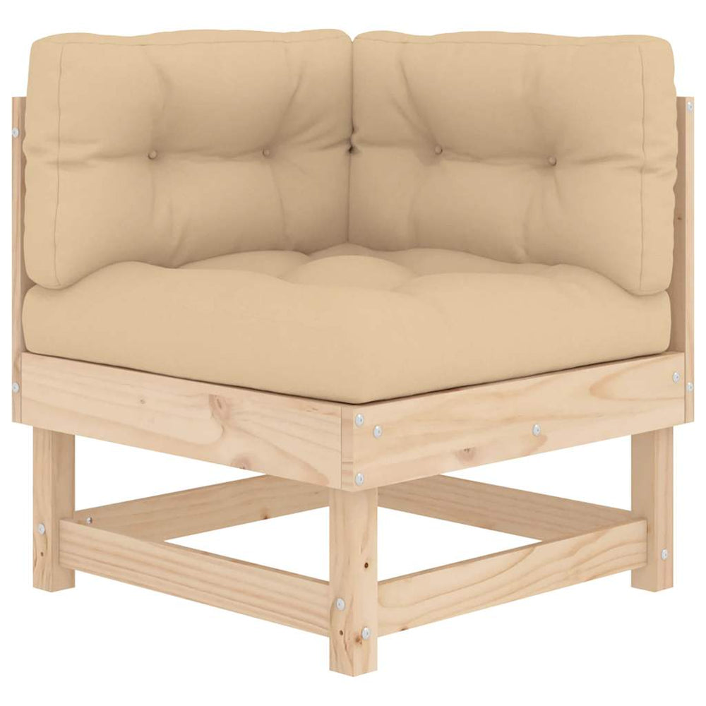 vidaXL Canapé d'angle avec coussins Bois de pin massif
