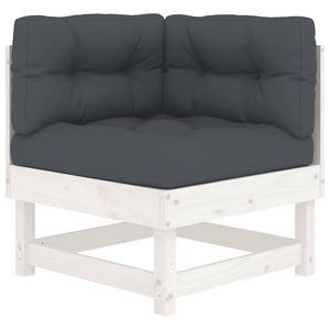Ecksofa Kiefer Massivholz mit Kissen Weiß