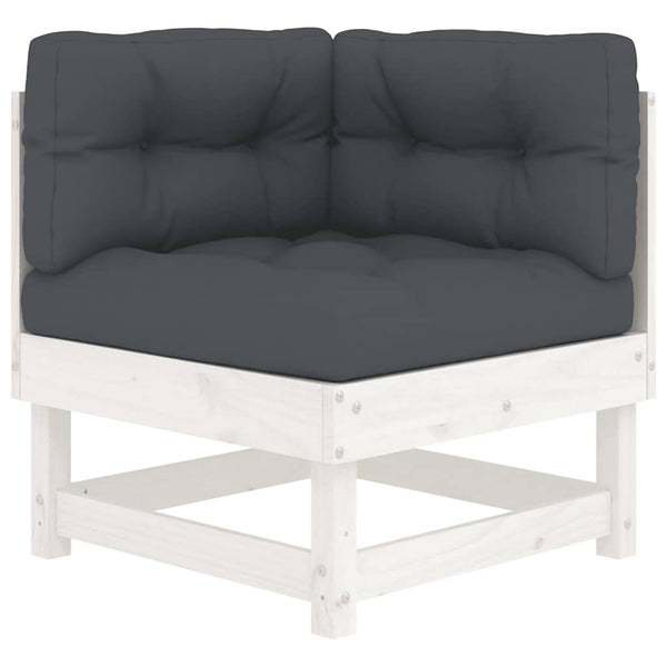 Ecksofa Kiefer Massivholz mit Kissen Weiß