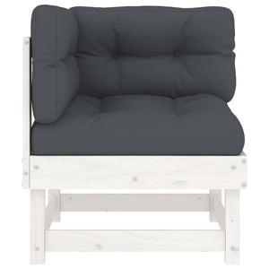 Ecksofa Kiefer Massivholz mit Kissen Weiß
