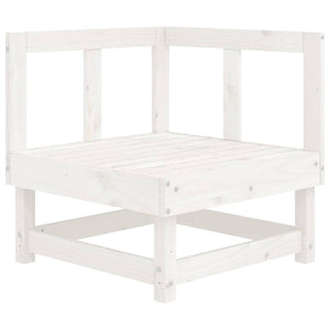 Ecksofa Kiefer Massivholz mit Kissen Weiß