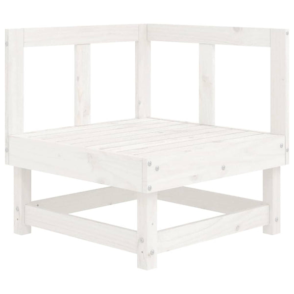 Ecksofa Kiefer Massivholz mit Kissen Weiß