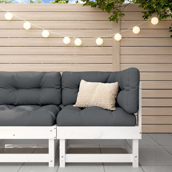 Ecksofa Kiefer Massivholz mit Kissen Weiß