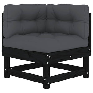 Schwarzes Ecksofa Kiefer Massivholz mit Kissen