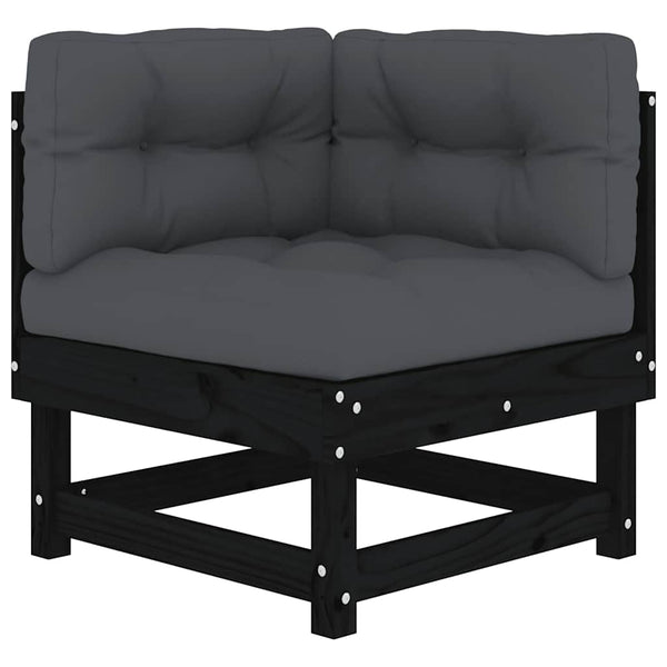Schwarzes Ecksofa Kiefer Massivholz mit Kissen