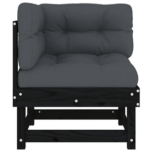 Schwarzes Ecksofa Kiefer Massivholz mit Kissen