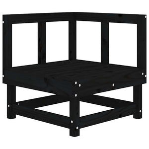 Schwarzes Ecksofa Kiefer Massivholz mit Kissen