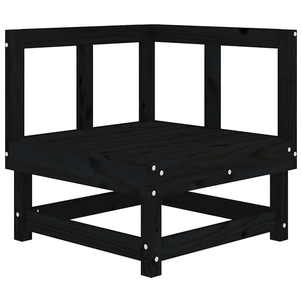 Schwarzes Ecksofa Kiefer Massivholz mit Kissen