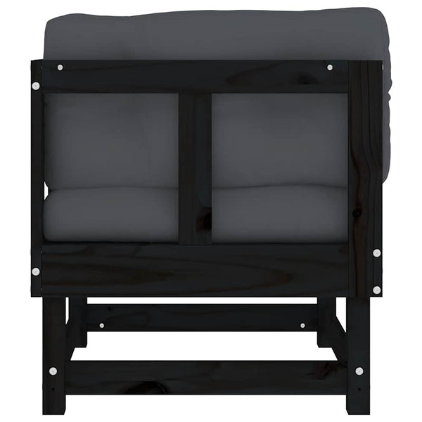 Schwarzes Ecksofa Kiefer Massivholz mit Kissen