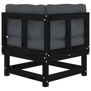 Schwarzes Ecksofa Kiefer Massivholz mit Kissen