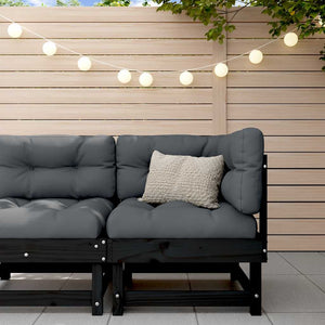 Schwarzes Ecksofa Kiefer Massivholz mit Kissen