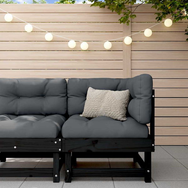Schwarzes Ecksofa Kiefer Massivholz mit Kissen