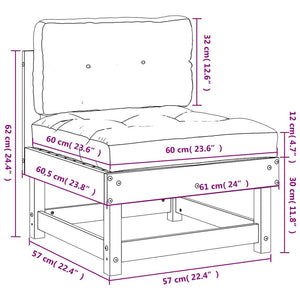 Massivholz Kiefer Mittelsofa mit Kissen