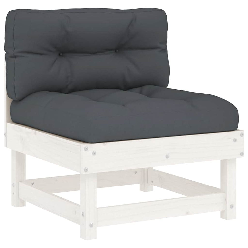 vidaXL Canapé central avec coussins Blanc Bois de pin massif