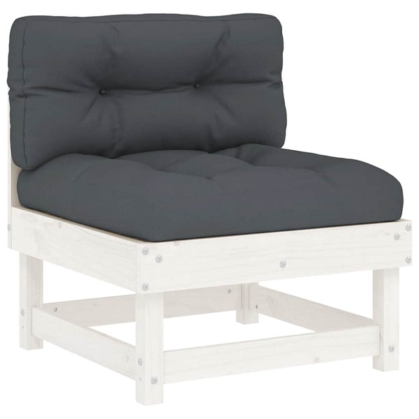 Weißes Mittelsofa mit Kissen Kiefer Massivholz