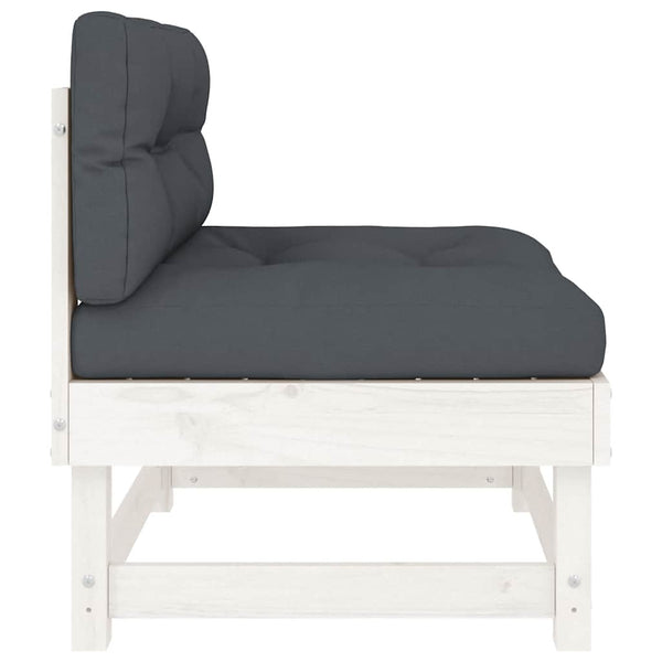 Weißes Mittelsofa mit Kissen Kiefer Massivholz