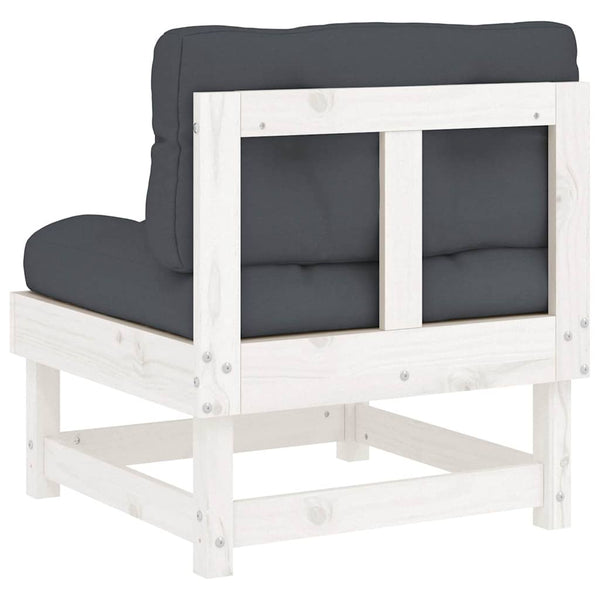 Weißes Mittelsofa mit Kissen Kiefer Massivholz