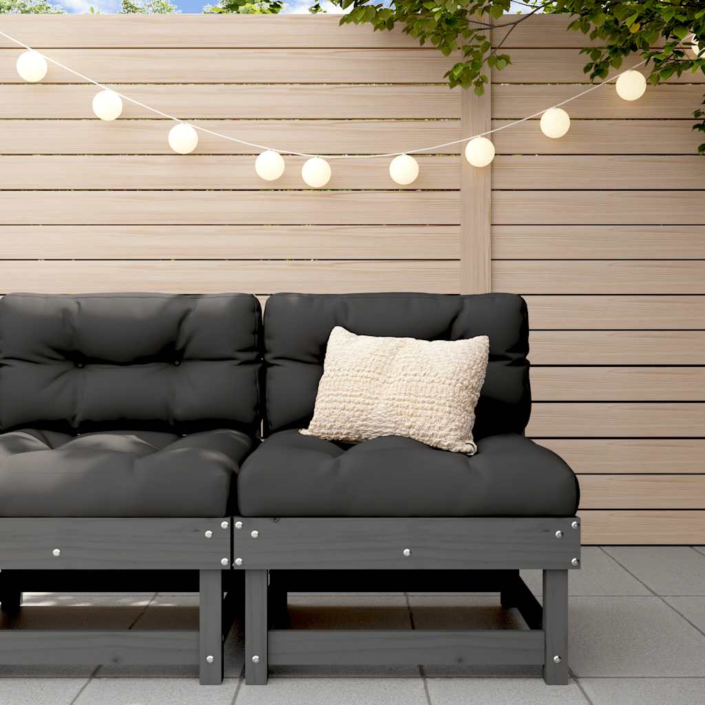 Graues Mittelsofa mit Kissen
