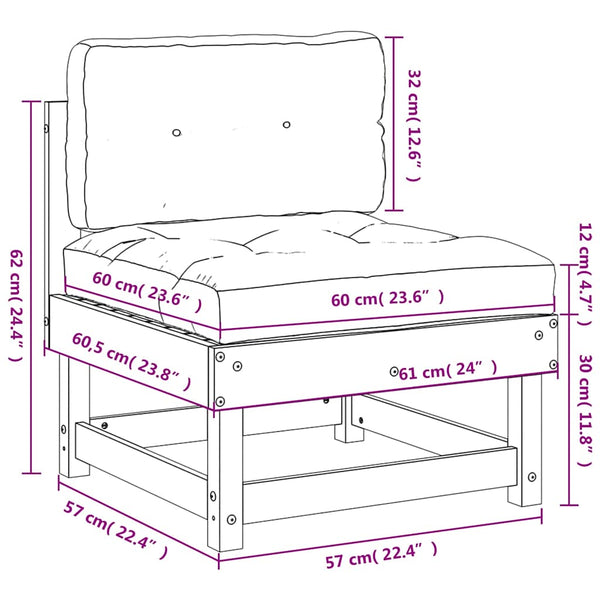 Mittelsofa Honigbraun Kiefer Massivholz