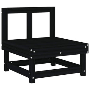 Schwarzes Mittelsofa Kiefer Massivholz mit Kissen