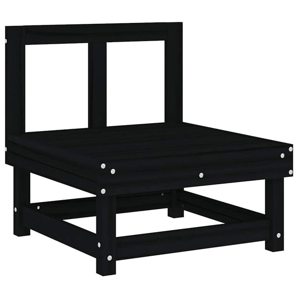 Schwarzes Mittelsofa Kiefer Massivholz mit Kissen