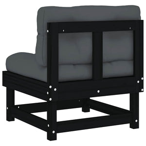 Schwarzes Mittelsofa Kiefer Massivholz mit Kissen