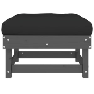 Gartenhocker Grau mit Kissen Kiefer Massivholz