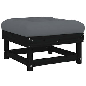 Gartenhocker mit Kissen Schwarz Kiefer Massivholz