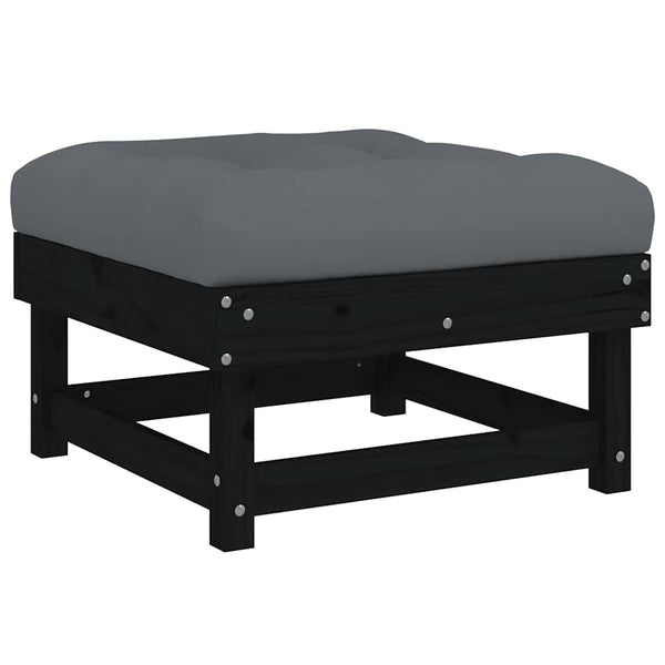 Gartenhocker mit Kissen Schwarz Kiefer Massivholz