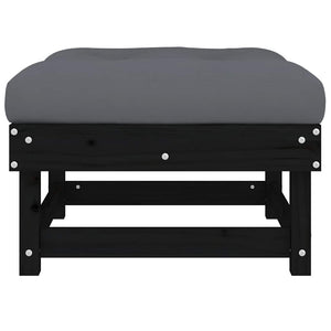 Gartenhocker mit Kissen Schwarz Kiefer Massivholz