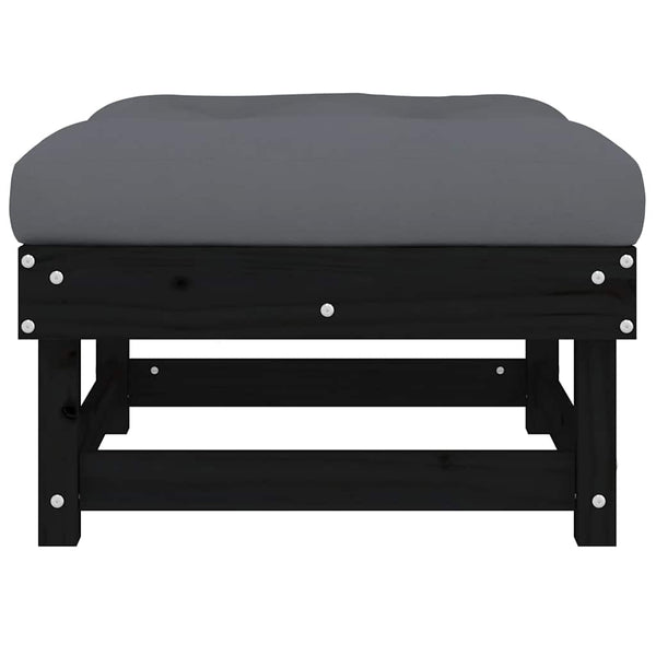 Gartenhocker mit Kissen Schwarz Kiefer Massivholz