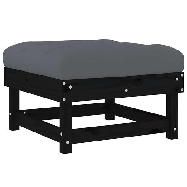 Gartenhocker mit Kissen Schwarz Kiefer Massivholz