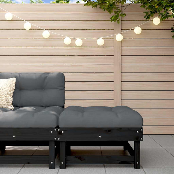 Gartenhocker mit Kissen Schwarz Kiefer Massivholz