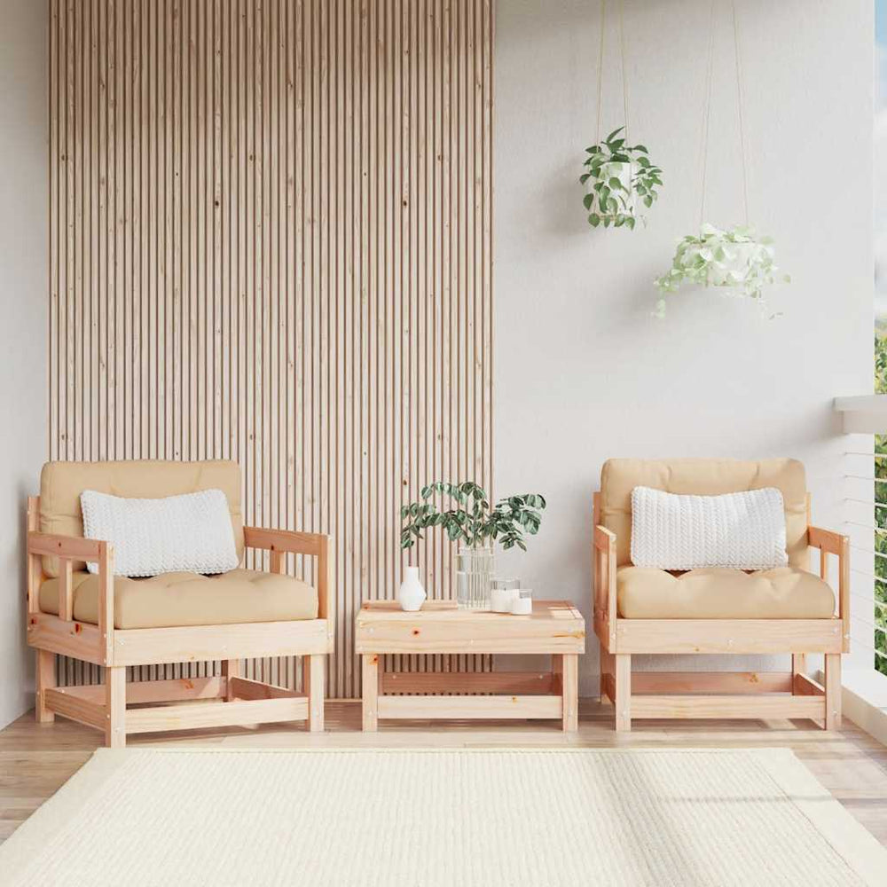 Gartenstühle mit Kissen, 2er Set Kiefernholz