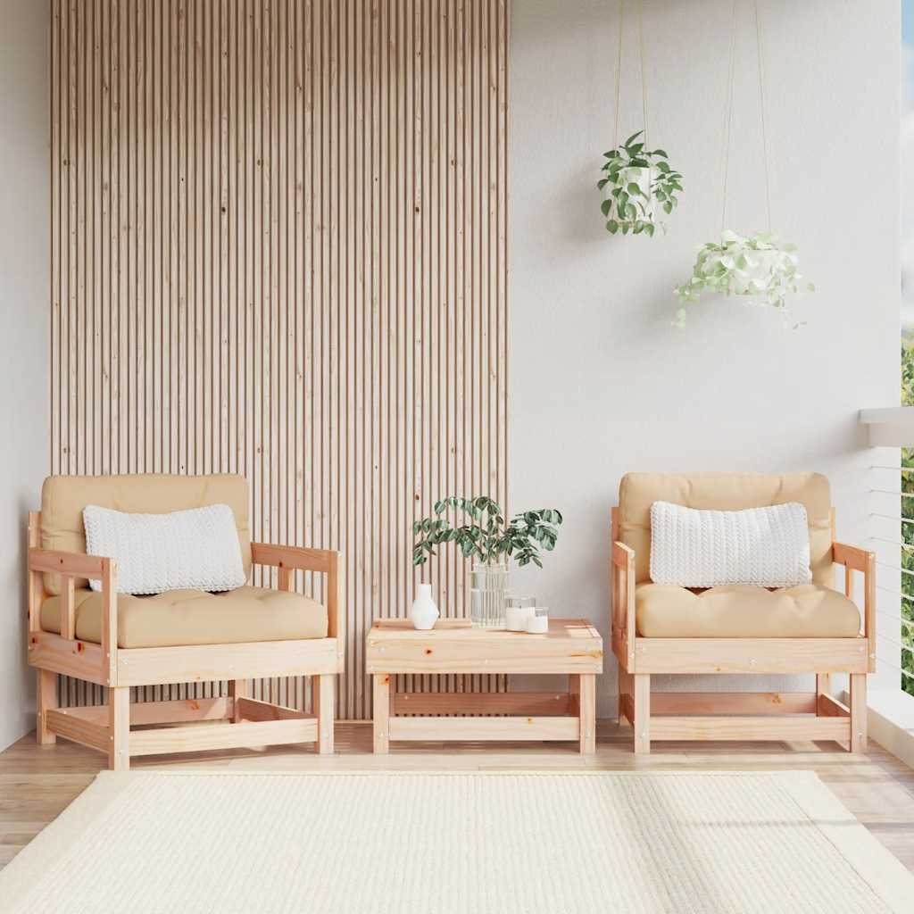 Gartenstühle mit Kissen, 2er Set Kiefernholz