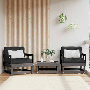Gartenstühle mit Kissen, 2er Set, Grau