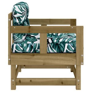 Gartenstühle mit Kissen, 2er Set, Kiefernholz