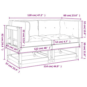 Canapés d'angle vidaXL avec coussins 2 pcs Bois de pin massif