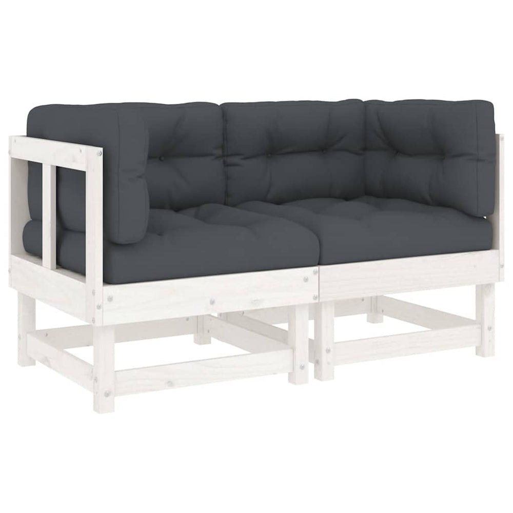 Canapés d'angle vidaXL avec coussins 2 pcs Blanc Bois de pin massif