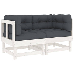 Canapés d'angle vidaXL avec coussins 2 pcs Blanc Bois de pin massif
