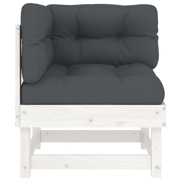 Canapés d'angle vidaXL avec coussins 2 pcs Blanc Bois de pin massif