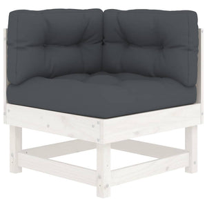 Canapés d'angle vidaXL avec coussins 2 pcs Blanc Bois de pin massif