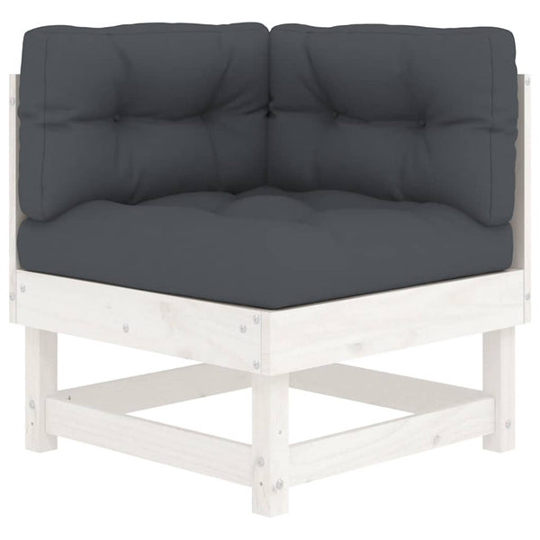 Canapés d'angle vidaXL avec coussins 2 pcs Blanc Bois de pin massif